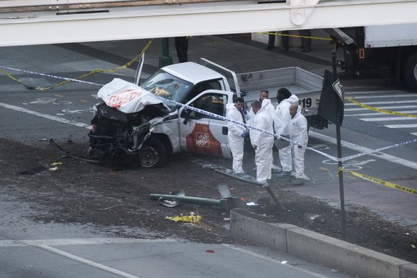 La camionnette impliquée dans l'attentat.