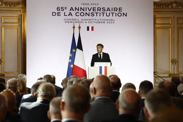 Emmanuel Macron, mercredi 4 octobre, à l'occasion du 65e anniversaire de la Constitution.