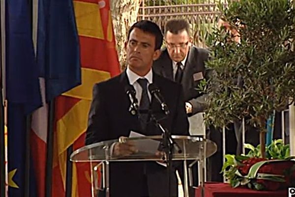 Manuel Valls aux obsèques de Christian Bourquin à Millas le 29 août 2014