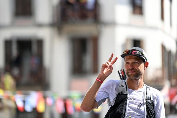 François d'Haene lors de l'UTMB, à Chamonix, en 2021.