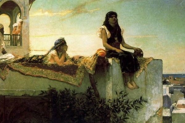 BENJAMIN-CONSTANT (dit), Le soir sur les terrasses (Maroc), 1879. Huile sur toile, 123 x 198,5 cm. Signé et daté b.d. : Benjamin Constant / 1873. Musée des beaux-arts de Montréal, don de Lord Strathcona et de la famille. inv. 1927.243 - 