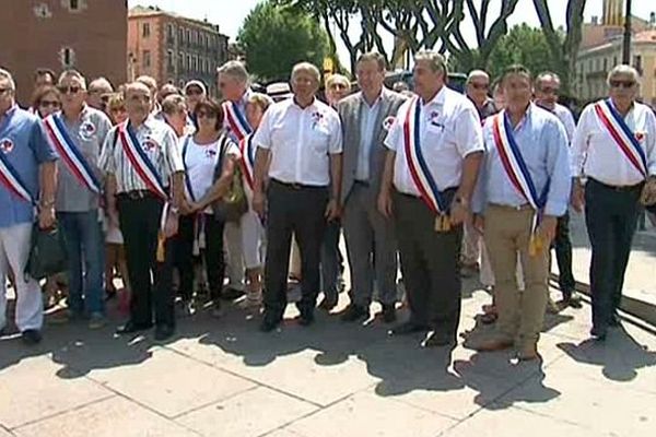 Perpignan - 120 maires manifestent contre la baisse des dotations de l'Etat - 6 juillet 2015.