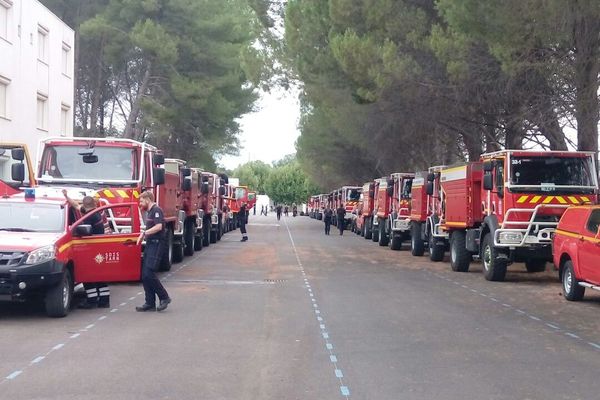 Les sapeurs-pompiers d'Occitanie à leur arrivée à Aix-en-Provence