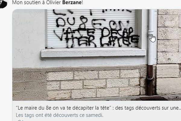 Les tags menaçants ont été inscrits sur la façade d'une école du 8° arrondissement de Lyon.