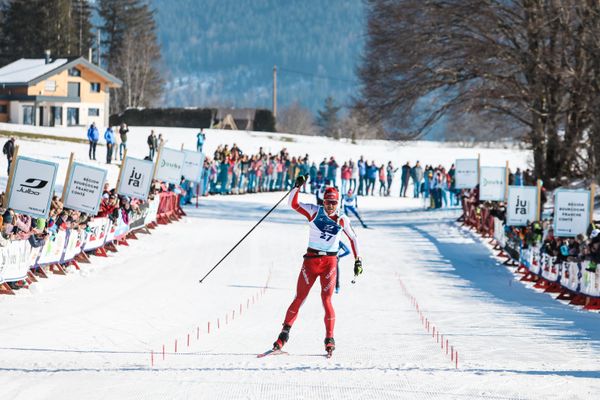 Jason Rüesh, vainqueur des 50 km de la Transju 2023.