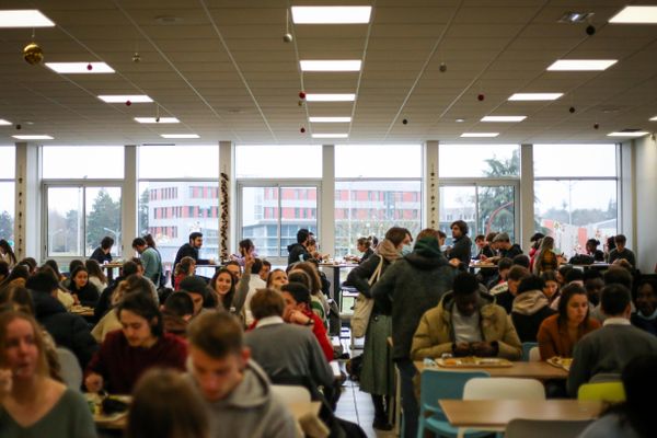 Des étudiants de l'Université de Poitiers (Vienne) dans le restaurant du CROUS. Vendredi 3 décembre 2021.