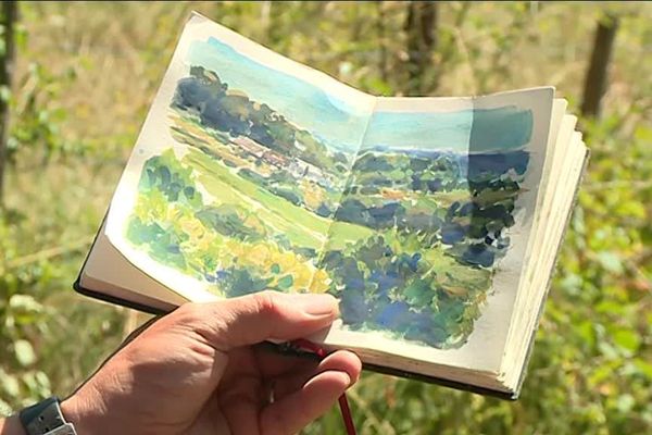 Les gouaches sur les petits carnets de David Farren exaltent les couleurs du Périgord