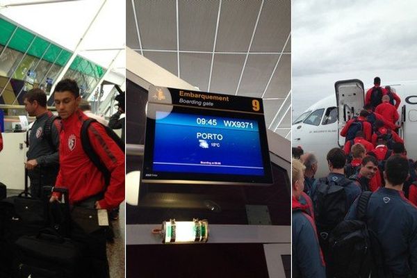 Les joueurs du LOSC ce lundi à leur départ de l'aéroport.