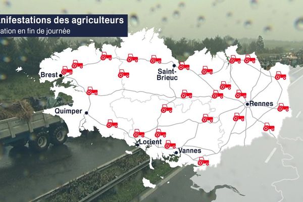 Jusqu'à 26 points de blocage en Bretagne aux alentours de 17h