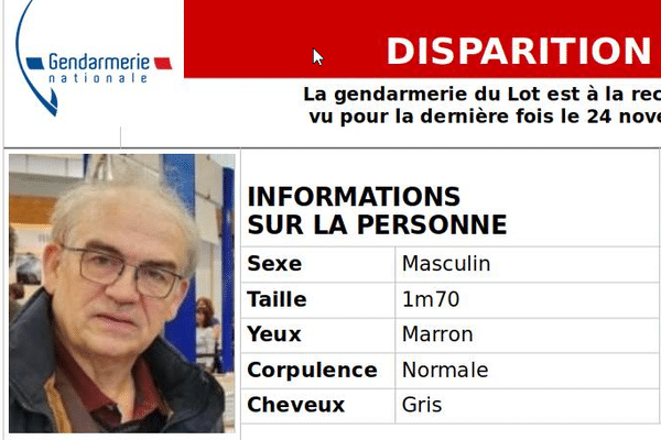 Un avis de disparition inquiétante a été émis, ce 26 novembre 2024, par la gendarmerie du Lot à la recherche d'un médecin généraliste.