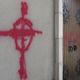 Deux tags à la peinture rouge ont été découverts sur la façade de l'église Saint-Louis de Boulogne-sur-Mer (Pas-de-Calais), jeudi 20 juin 2024.