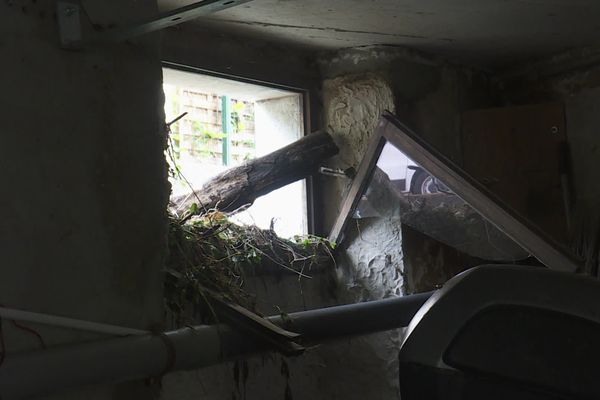 Dégâts causés par des alluvions sur le soupirail d'une cave de Collonges-sous-Salève, le 10 juin 2024.