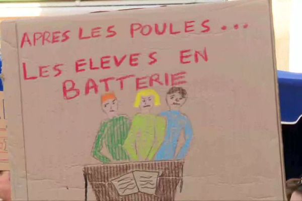 Une manifestation contre des fermetures de classe au collège et au lycée a eu lieu à Toucy, dans l'Yonne, samedi 15 février 2020.