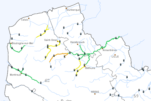 Quatre cours d'eau sous surveillance dans le Pas-de-Calais après les fortes pluies de ces dernières heures. Le département est placé en vigilance orange face aux risques de crues, au moins jusqu'au vendredi 5 novembre, à 10 heures.