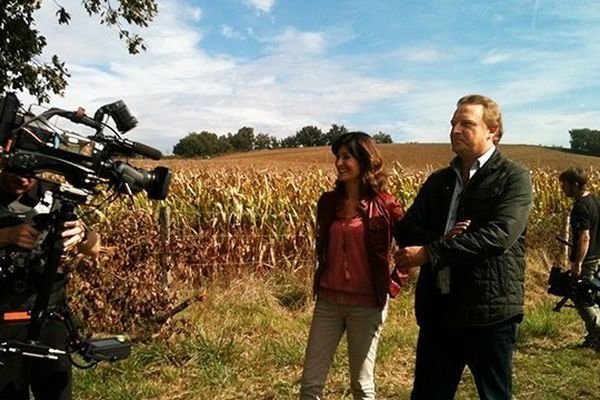 Anne-Sophie Mandrou et Fabrice Goll sur le tournage d'Enquêtes de Régions