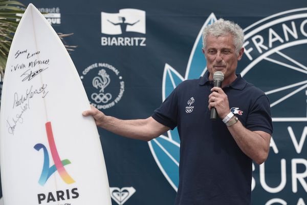  Jean-Luc Arrassus, président de la Fédération Française de surf 'à Biarritz le 28 mai 2017. 
