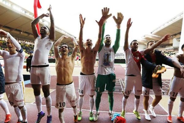 La joie des Monégasques après leur victoire contre Nice 1 à 0.