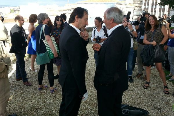 Jean-Hugues Anglade, très entouré par la presse depuis son arrivée à Angoulême.