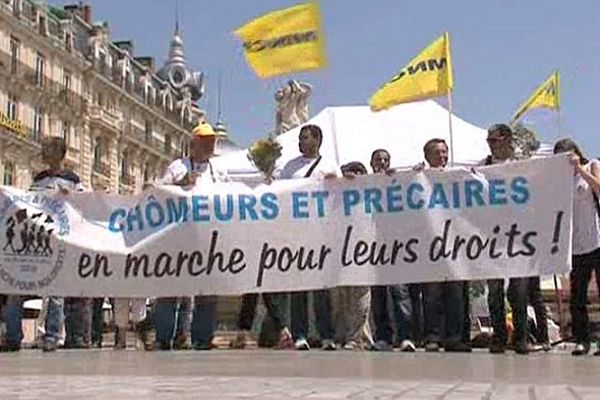 Montpellier - La marche des chômeurs et précaires se préparent place de la Comédie - 15 juin 2013.