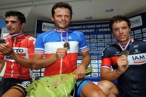 Steven Tronet lors de son sacre de champion de France de cyclisme  sur route, le 28 juin 2015