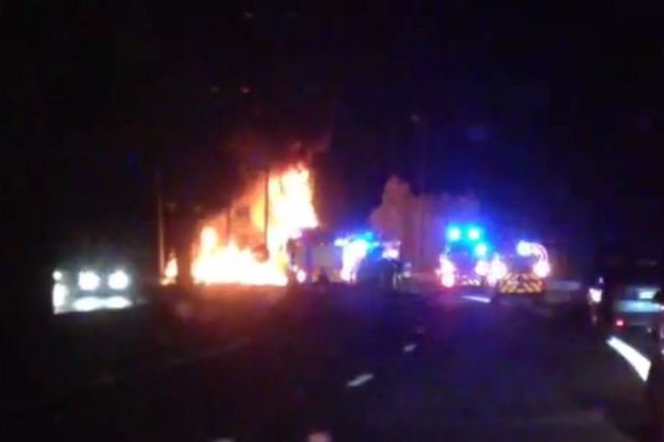 Camion en feu sur l'A 31.