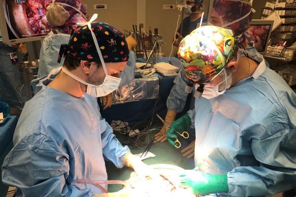 L'équipe du professeur Laurent Sulpice procède à l'ablation du pancréas d'une jeune patiente.