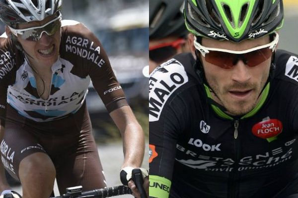 Le Brivadois Romain Bardet (à gauche), 6ème en 2014, et le Montluçonnais Florian Vachon, 103ème en 2014, sont les deux Auvergnats au départ du 102ème Tour de France, samedi, à Utrecht (Pays-Bas).