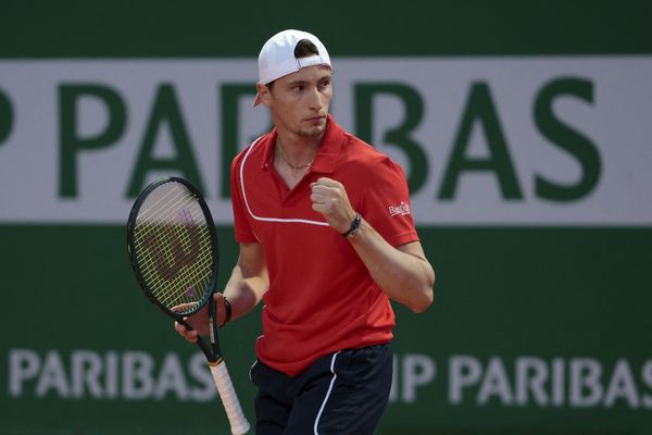 Le Français Ugo Humbert, lors de sa victoire en 8e de finale au tournoi de Monte-Carlo, le 11 avril 2024.