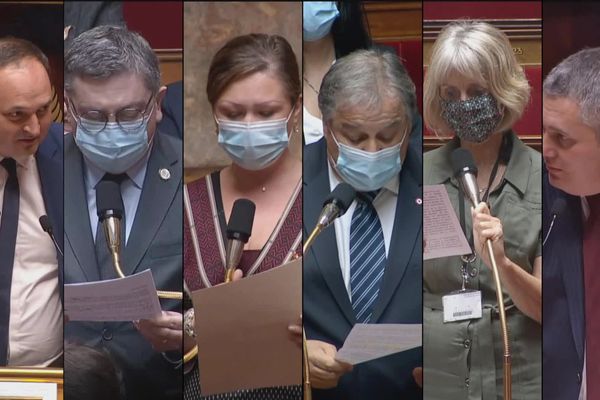 Loire : les 6 députés sortants (de gauche à droite sur la photo) Régis Juanico, Jean-Michel Mis, Valéria Faure-Muntian, Dino Cinieri, Natalie Sarles, Julien Borowczyk. Seule Valéria Faure-Muntian ne se représentait pas. Régis Juanico était suppléant. Les 4 autres seront présents au 2e tour.