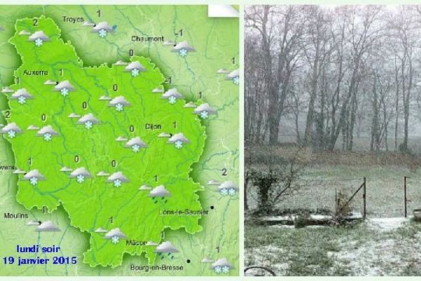 Météo France annonce l’arrivée de quelques flocons de neige sur la Bourgogne dans la nuit du lundi 19 au mardi 20 janvier 2015. 