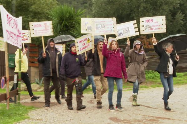 Manifestation de soutient des salariés de la Vallée des tortues après la révocation de la cogérante