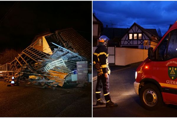 Les pompiers ont pratiqué près de 500 interventions. À Ingersheim (Haut-Rhin), une grange s'est effondrée.