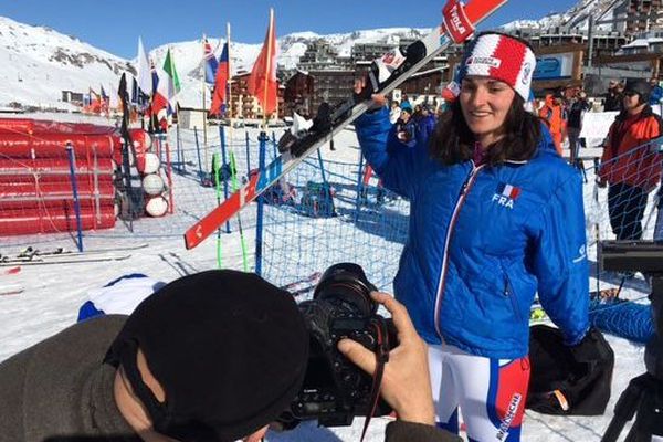 Marie Bochet, sacrée championne du monde de handiski, vendredi 29 janvier à Tignes.