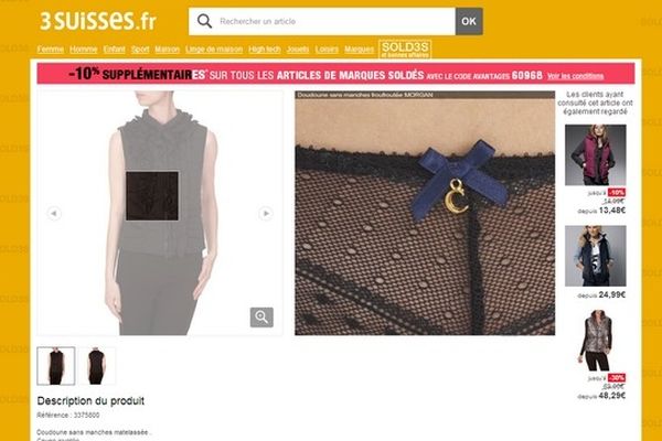 la loupe permettait de voir la culotte du mannequin et non le détail de la doudoune