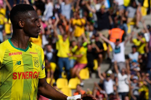 Coulibaly auteur de l'unique but de la rencontre entre le FC Nantes et le Stade de Reims, le 15 septembre 2019