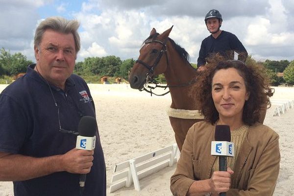 Corinne Bian Rosa avec Pierre Defrance, coach des deux médaillés d'or régionaux en équitation, l'invité du 12/13 du 10 août 2016