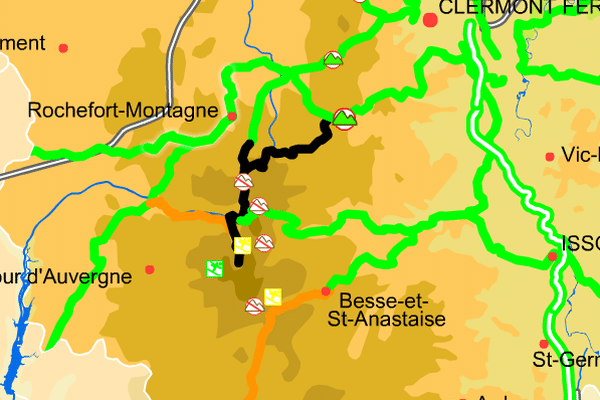 La circulation est impossible sur les départementales 983 et 27 dans le secteur du Mont-Dore et du Guéry