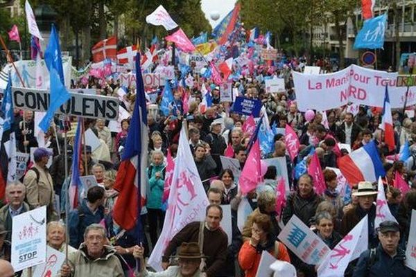 Les manifestants à Paris, le dimanche 5 octobre 2014.