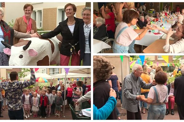 Seniors et enfants ont célébré la fête des voisins ensemble. 