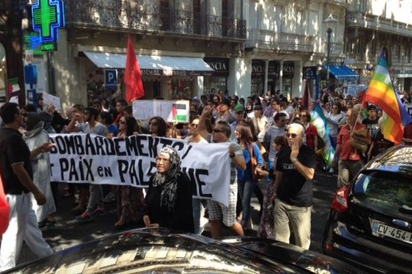 Béziers (Hérault) - entre 200 et 300 personnes ont défilé en faveur du peuple palestinien - 16 juillet 2014.