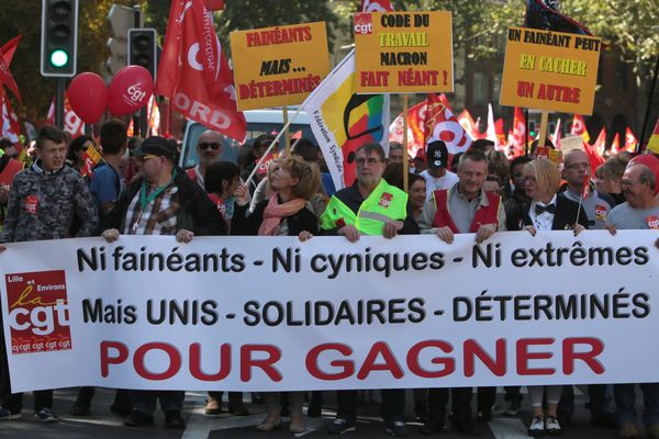 Lors de la précédente manifestation contre les ordonnances travail, à Lille. 