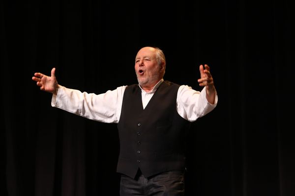 Marc Jolivet lors de son spectacle "Nous présidents" en mars 2019.