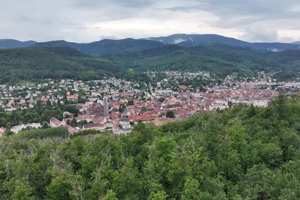 Vue aérienne de la ville de Guebwiller