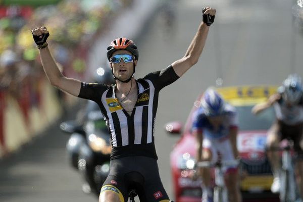 Tour de France 2015, 14ème étape (Rodez-Mende) : victoire de Stephen Cummings (Qhubeka) devant Thibaut Pinot (FDJ) et Romain Bardet (AG2R-La Mondiale).