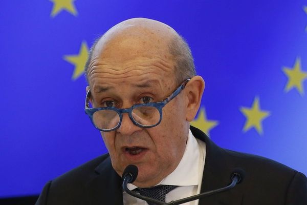 Le ministre des Affaire étrangères Jean-Yves Le Drian, lors d'une conférence de presse, le 7 juin 2020.