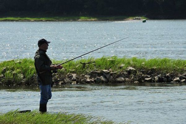 Un pêcheur en bord de Loire à La Posssonnière