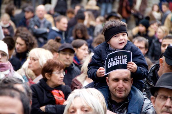 11 janvier 2015, manifestation contre les attentats de Charlie Hebdo et Hyper Casher à Besançon.