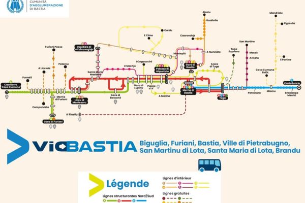 La carte du nouveau réseau ViaBastia