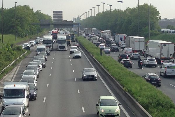 Sur l'A1 autour de Lesquin ce mardi matin.