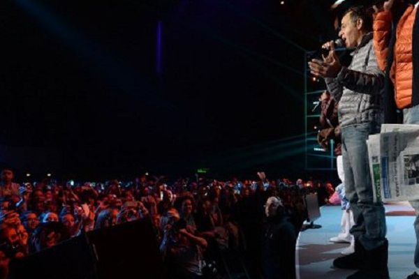 Jean-Jacques Goldman lors d'un concert des Enfoirés à Strasbourg, en 2014